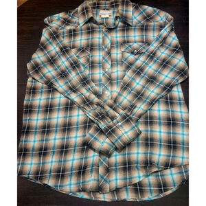 Wrangler Wrancher Western Shirt Pearl Snap Plaid Mens XL